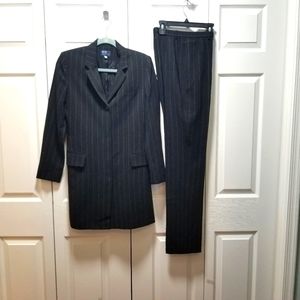 Shin Choi Colerige, Vintage 90's Black 2 Piece Pinstripe Long Pantsuit Size 2